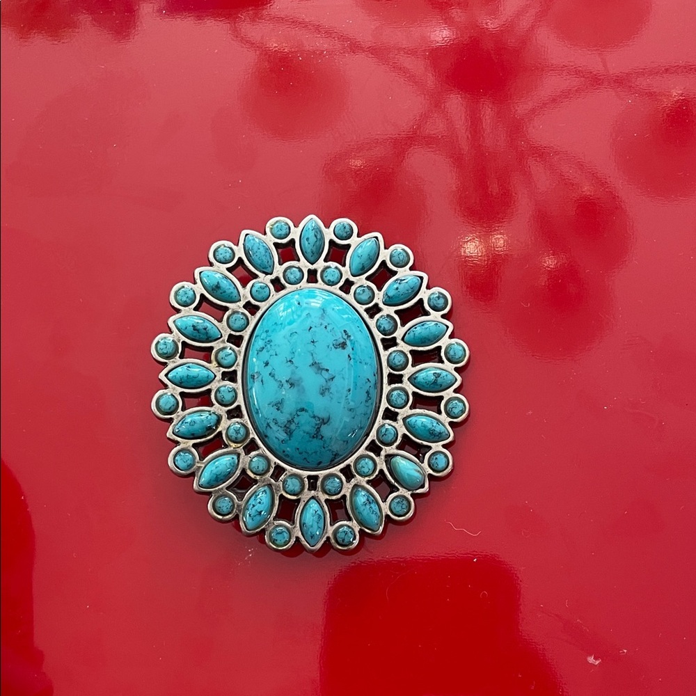 Turquoise Oval Cluster Pendant - Blue Stone belt buckle